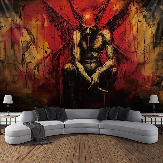  граффити ангел дьявол висит гобелен настенное искусство большой гобелен фреска декор фотография фон одеяло занавеска для дома спальня гостиная украшения