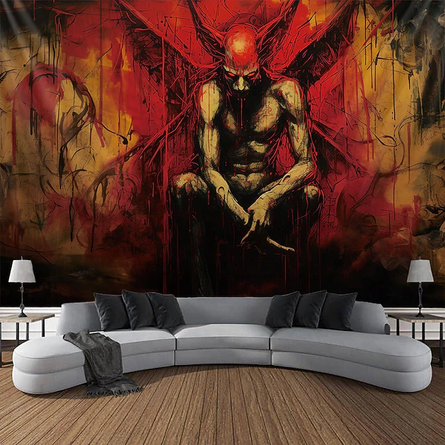 Halloween Devil Hanging Tapestry Wall Art Large Tapestry Mural Decor Photograph Backdrop Blanket Curtain Home Bedroom Living Room Decoration 18