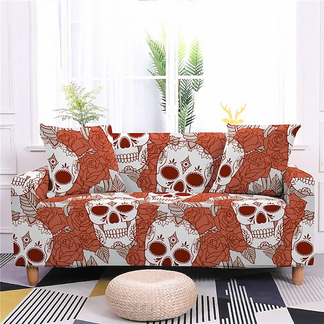 Halloween Skull Sofa Cover Stretch Slipcovers Soft Durable Couch Cover ...