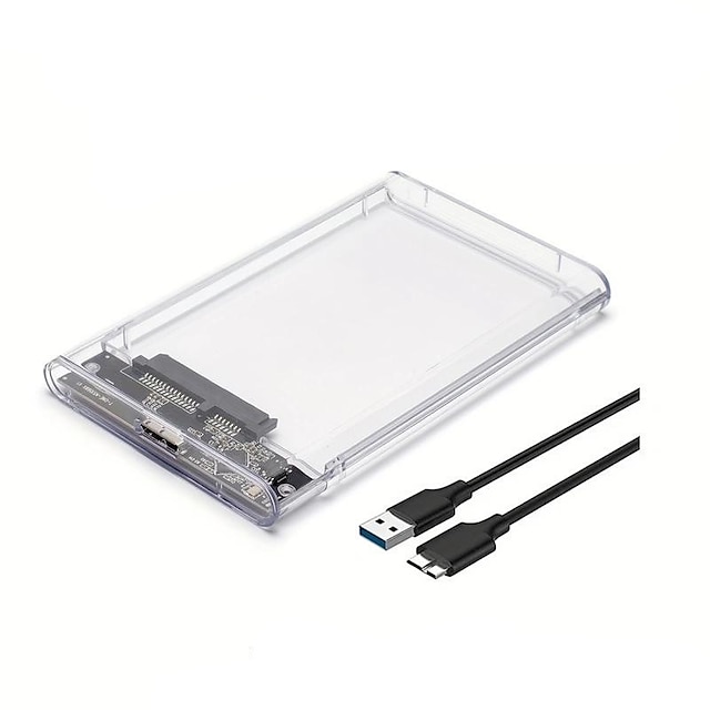  Festplattengehäuse 2,5 USB 3.0 SATA-Gehäuse transparenter externer Caddy HDD SSD