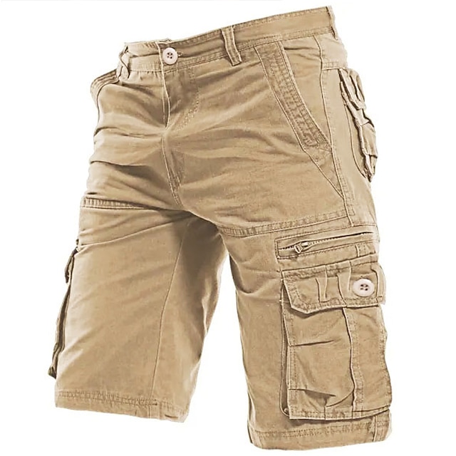  Men's Cargo Shorts Shorts Hiking Shorts Multi Pocket Plain Wearable Knee Length Casual Daily Holiday 100% Cotton Sports Fashion Gray Green Black