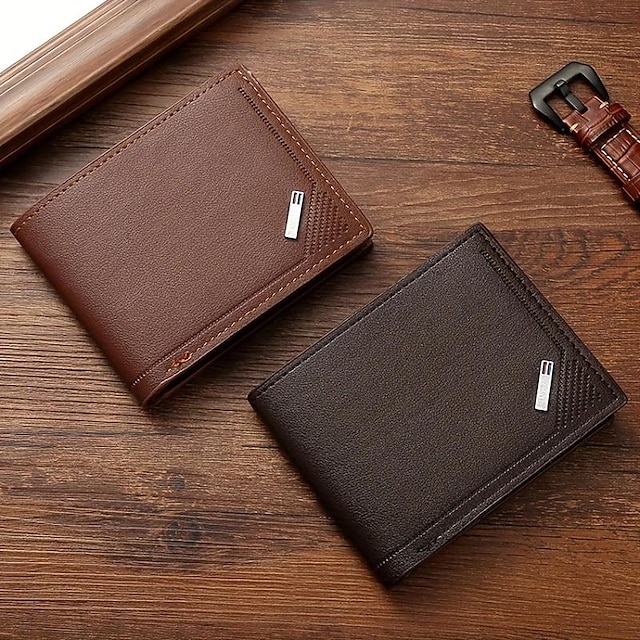  Stylish and Durable Men's PU Leather Bifold Wallet with Card Slots - Perfect Gift for Him