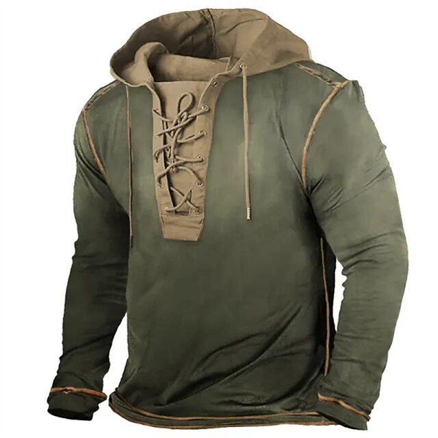 Men's Hoodie Tactical Army Green Navy Blue Gray Hooded Color Block Sports & Outdoor Daily Holiday Streetwear Cool Casual Spring &  Fall Clothing Apparel Hoodies Sweatshirts  Long Sleeve4