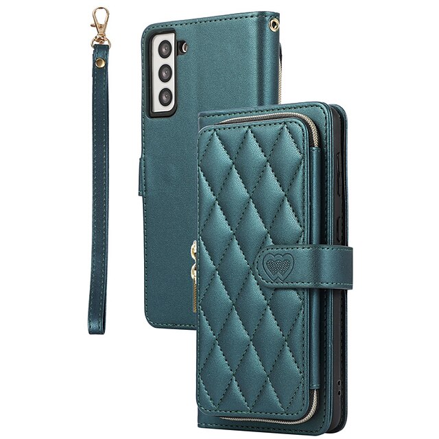  Phone Case For Samsung Galaxy S24 S23 S22 S21 S20 Ultra Plus FE A54 A34 A14 A72 A52 A32 A22 A12 Note 20 Ultra Note 10 Plus S25 Ultra Handbag Purse Wallet Case Zipper with Removable Cross Body Strap