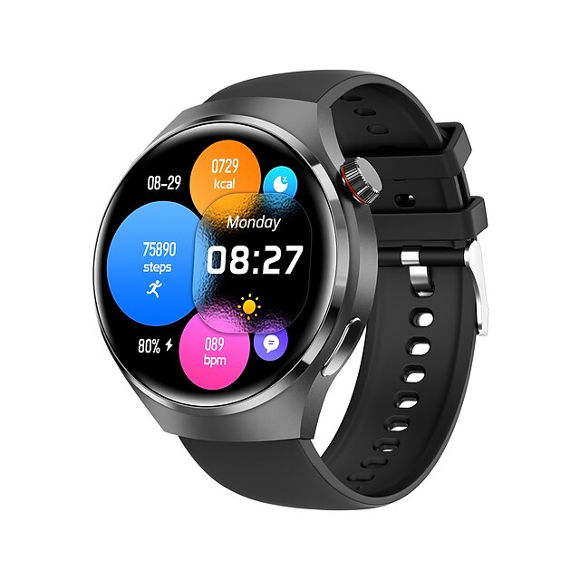  ساعة ذكية GT4 Pro مقاس 1.54 بوصة شاشة AMOLED HD رياضية بلوتوث اتصال NFC بوصلة GPS للرجال والنساء للأعمال مقاومة للماء ومتتبع النشاط متوافق مع Android IOS
