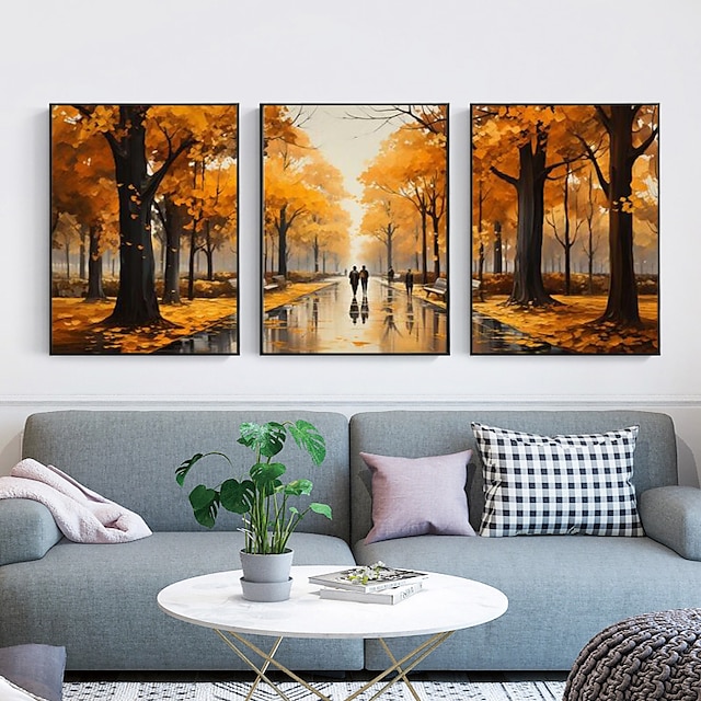  Oil Painting Of Autumn Scene On Canvas Handmade Fall Artwork Improvisation Of Nature Handpainted Fall Landscape Abstract Modern Rolled Canvas (No Frame)