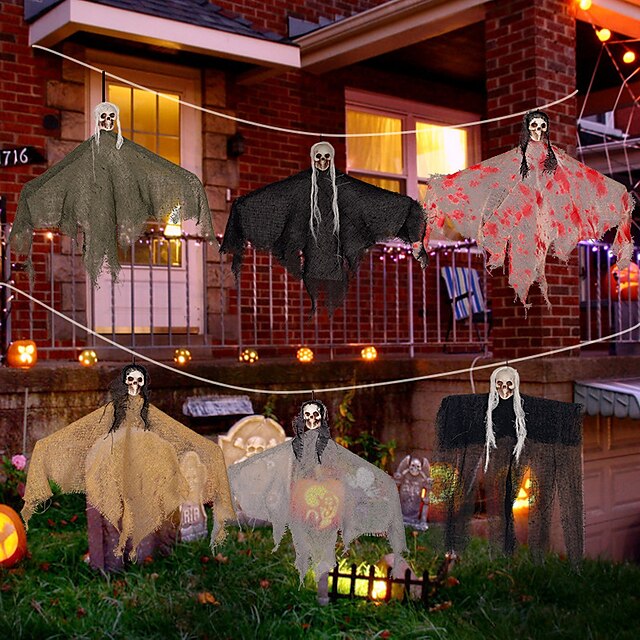 Hanging Halloween Skeleton Ghosts in Horror Robe, Hanging Grim Reaper ...