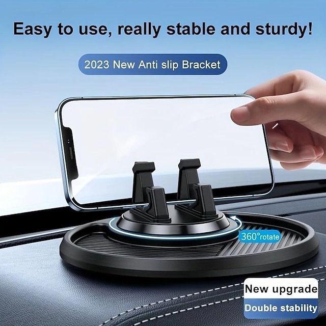  Universal Car Silicone Phone Holder Auto GPS Dashboard Bracket, Smartphone Anti-Slip Mat Pad 360° Rotation Dashboard Stand With Storage