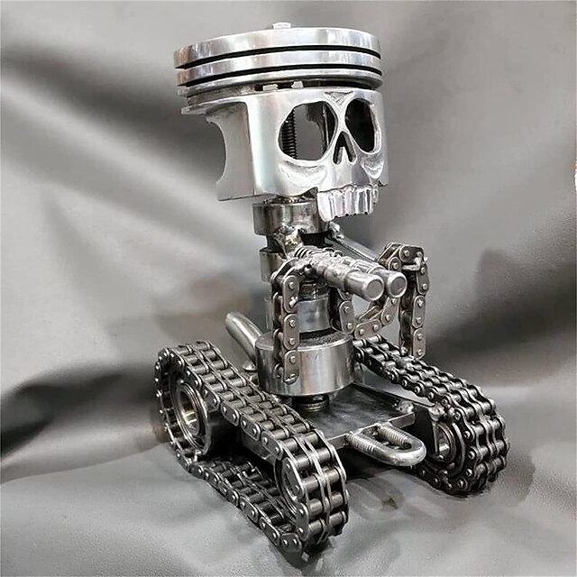 Halloween Piston Skull Face Sculpture, Piston Skull Face Sculpture, Piston Man Head Statue