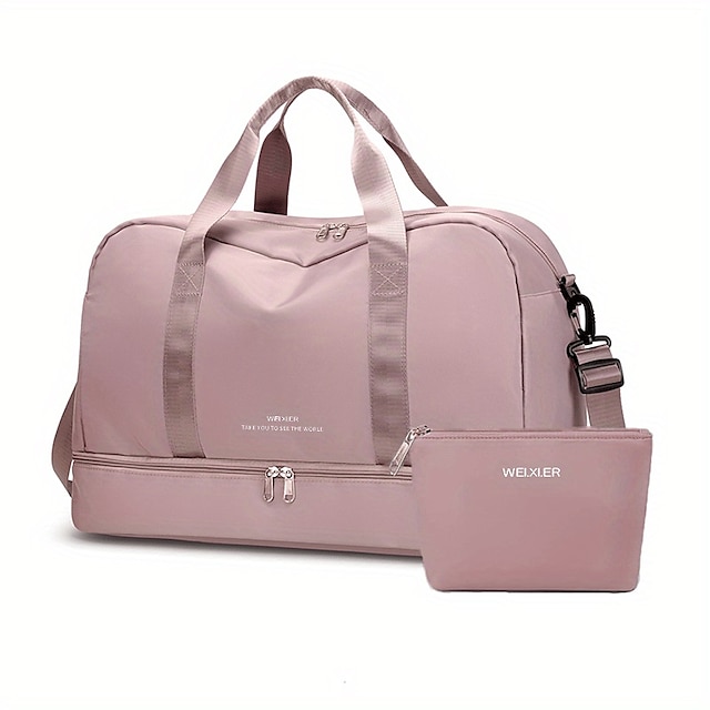  Women's Handbag Tote Gym Bag Duffle Bag Fluffy Bag Oxford Cloth Outdoor Travel Zipper Large Capacity Solid Color Black Pink Dark Pink