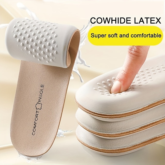  1Pair Leather Latex Sports Insole Cowhide Insoles For Shoes Arch Support Shoe Pads Shock Absorbing Plantar Fasciitis Template Inserts