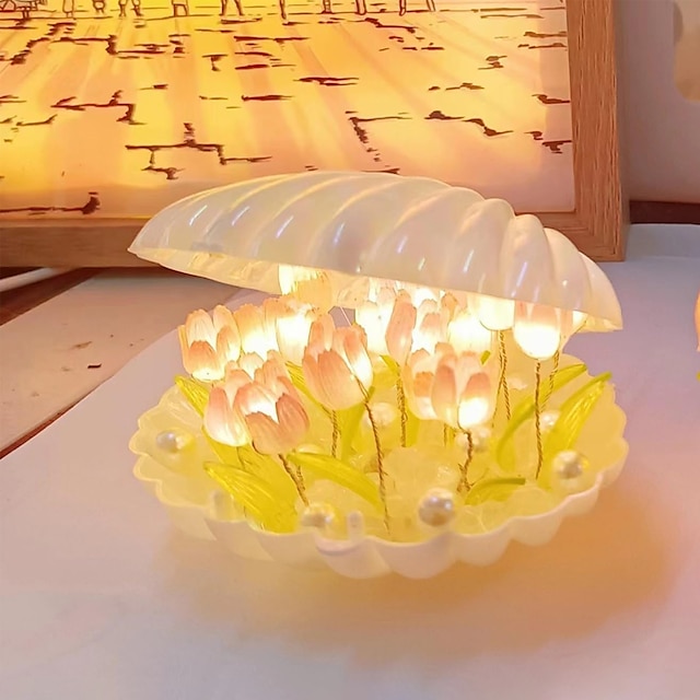  shell tulip nightlight natlys kreativ gave sengebord atmosfære lys lysende dekoration til dit soveværelse