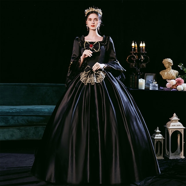  Gothic Victorian Vintage Inspired Medieval Dress Party Costume Prom Dress Princess Shakespeare Women's Solid Color Ball Gown Halloween Party Evening Party Masquerade Dress