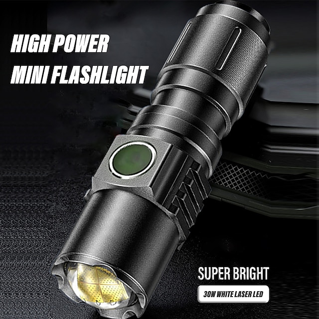  Leistungsstarke LED-Taschenlampe, wiederaufladbar, USB-Zoom-Taschenlampe, 2000 m großer Beleuchtungsabstand, Scheinwerfer, 4 Modi, wasserdichte Außenlaterne