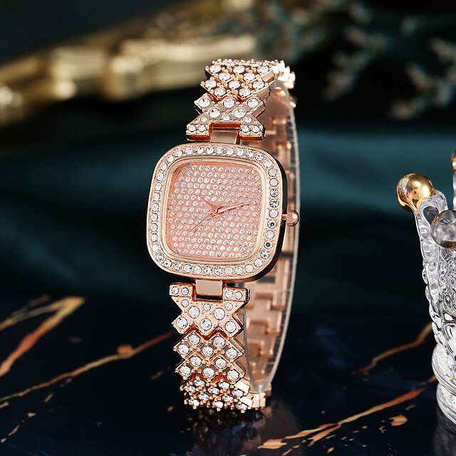  Luxury Women's Quartz Watch Bracelet Ladies Bracelet Watch Casual Alloy Quartz Watch Women Square Wristwatch Clock Relogio Feminino