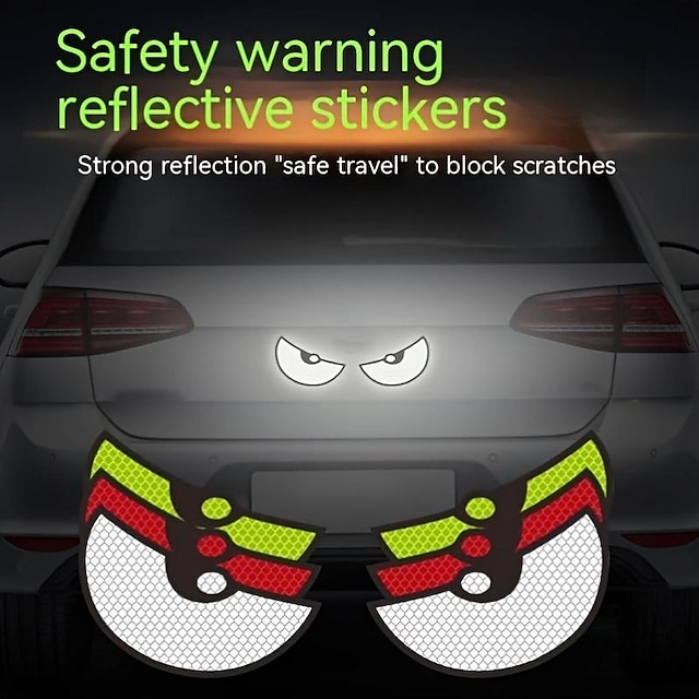  2Pcs Warning Car Reflective Safety Tape Sticker Cat-eye Reflective Sticker Car Sticker Reflective Strips Auto Truck Motorcycle