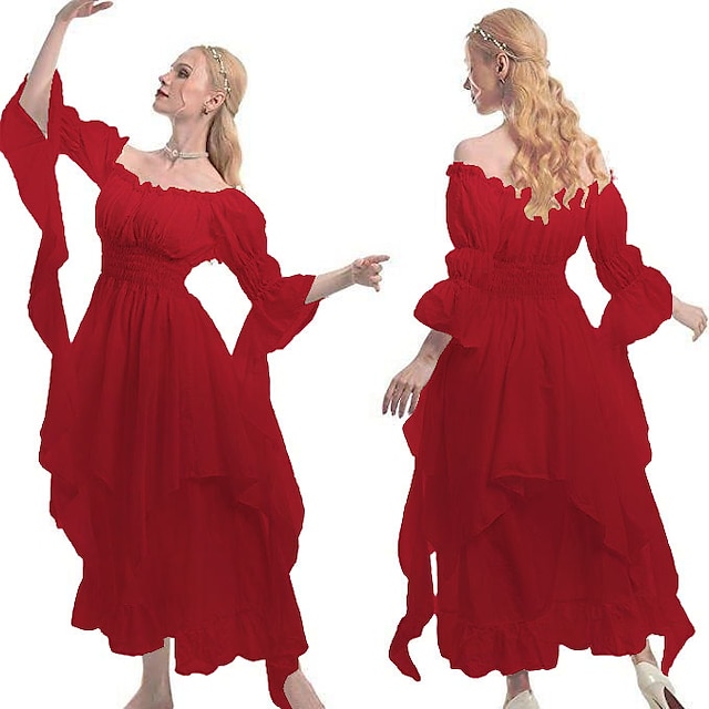 Rétro Vintage Rococo Punk & Gothique Robe Robe inspirée de la Régence Manche cloche Manches bouffantes Viking Elfe Déguisement Femmes Celtique Pirate Fantaisie Halloween Carnaval Mascarade