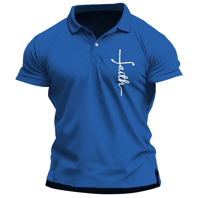 Men's Polo Shirt Lapel Polo Graphic Polo Button Up Polos Cotton Polo