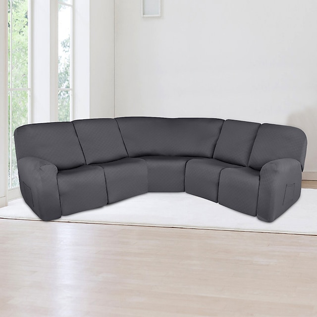  7-Piece Sectional Recliner Covers Burgundy Water Repellent Recliner Sofa Cover Reclining L Shape Sofa Thick Soft Washable for 5 Seat Recliner Cover (NOT 100 WATERPROOF)