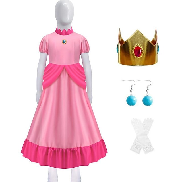  Princess Peach Cosplay Costume Masquerade Women's Girls' Movie Cosplay Accessories Cosplay Carnival Masquerade