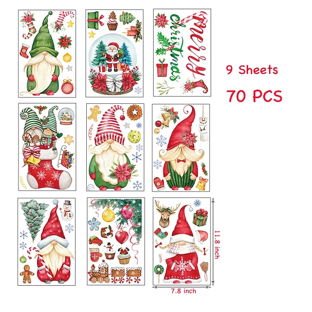  christmas dverg vindu glass veggklistremerker julenissen veggdekal klistremerke