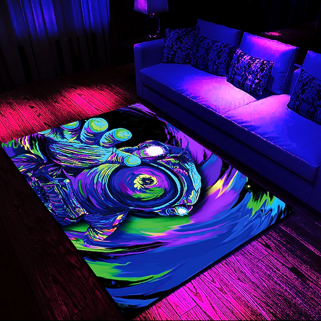 Tree of Life Blacklight Rug Carpet Floor Mat UV Reactive Glow in the ...