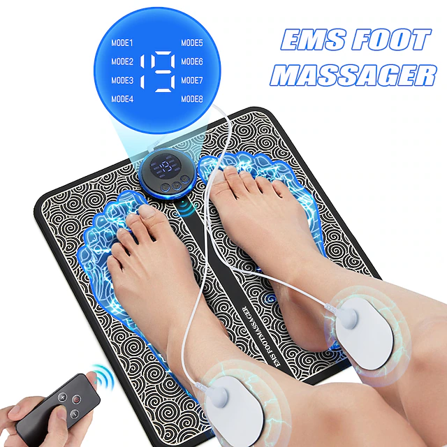 Electric EMS Foot Massager Pad Relief Pain Relax Feet Acupoints Massage Mat Shock Muscle Stimulation Improve Blood Circulation 14