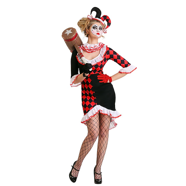 Burlesque Clown Halloween Cosplay Costume Party Costume Carnival Costume Cosplay Sexy Costume Adults' Women's Halloween Carnival Masquerade Performance Party / Evening Easy Halloween Costumes Dress Up4