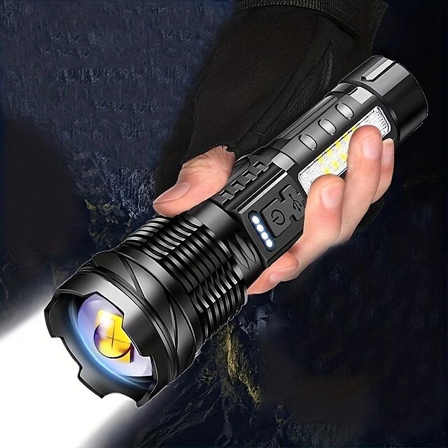  LED Flashlight 7-Light Modes XHP50/GT10 Waterproof Zoomable Rechargeable for Camping Fishing Hiking Hunting Emergency Use