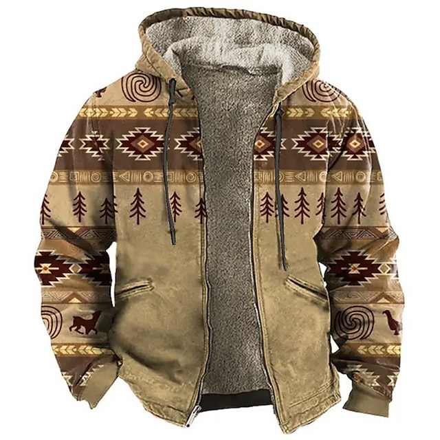 Mens Graphic Hoodie Tribal Prints Daily Ethnic Classic 3D Jacket Fleece ...