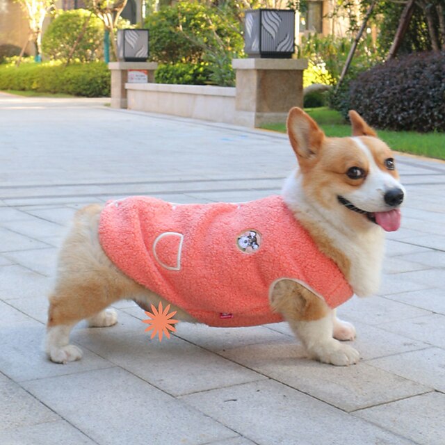  roupas de cachorro rosa colete de outono para cães de tamanho pequeno e médio, ursinho de pelúcia, primavera, proporção de calor espessada, regata, fadou bomei