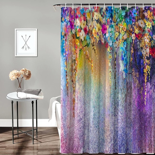  cortina de chuveiro de tecido impermeável decoração do banheiro e tema moderno e praia e paisagem 70 polegadas
