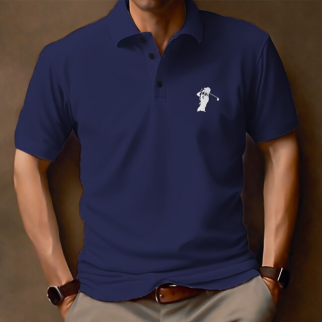 Men's Polo Shirt Lapel Polo Graphic Polo Button Up Polos Cotton Polo