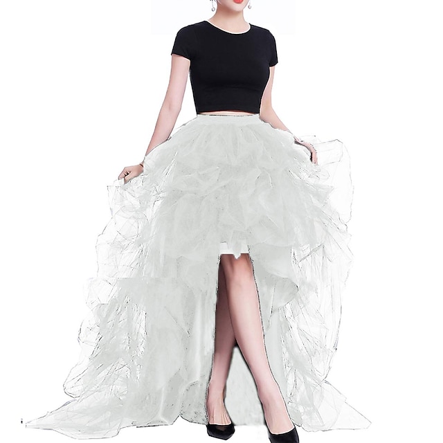 Women's High Waist High Low Layered Tulle Floor Length Spectial ...