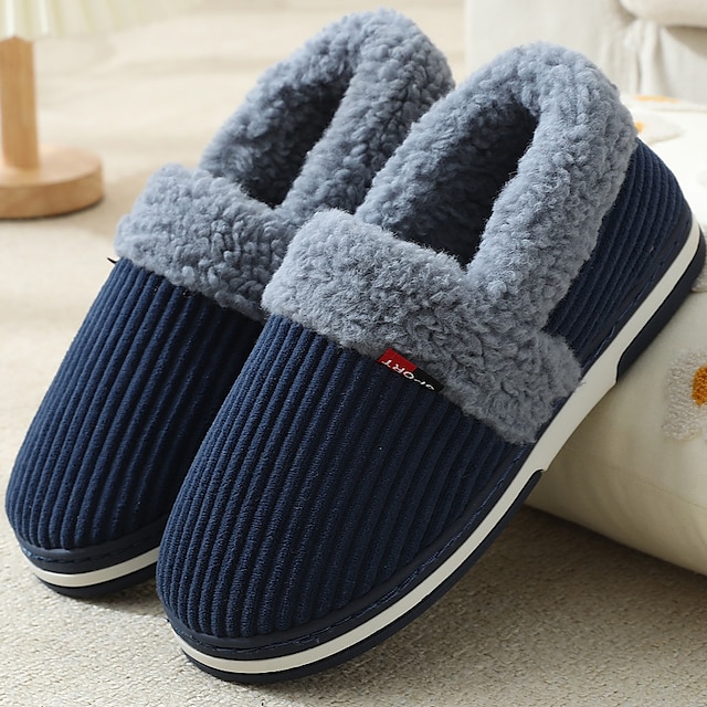  Men's Slippers & Flip-Flops Slippers Casual Home Elastic Fabric Warm Slip Resistant Khaki Dark Blue Gray Fall Winter