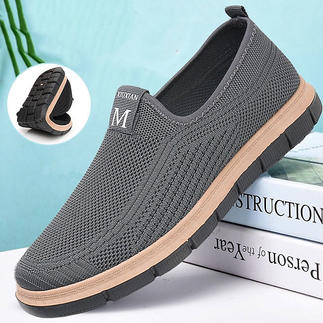  Men's Loafers & Slip-Ons Comfort Loafers Cloth Loafers Walking Vintage Casual Outdoor Daily Cloth Warm Height Increasing Comfortable Lace-up Black Grey Winter