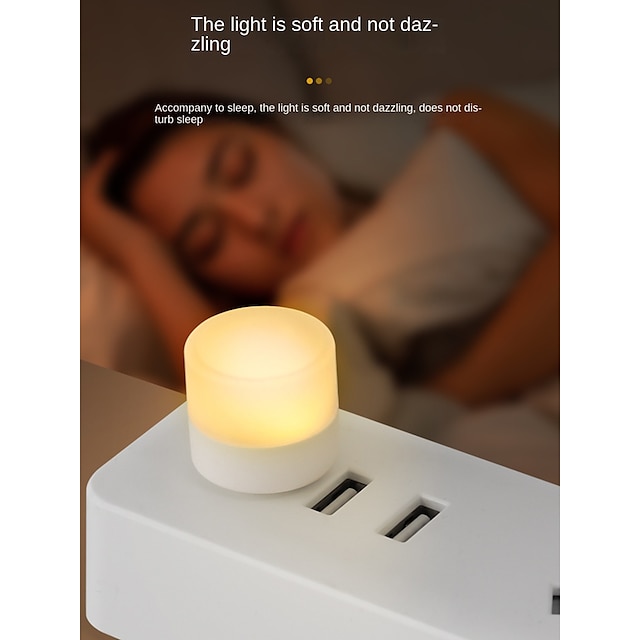  2/10pcs USB Lights Night Mini LED Bulb Plug-in Warm White Compact Ideal for Bedroom Bathroom Nursery Hallway Kitchen Car USB Atmosphere Light