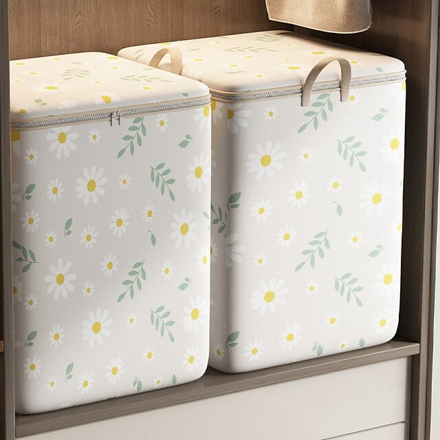  Folding Clothes Storage Bag Visible Portable Wardrobe Sorting Clothes Storage Box with Reinforced Handle for Bedding Quilt