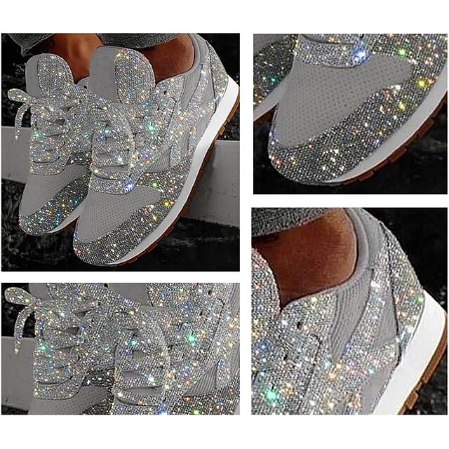 Sequin Round Toe Platform Lace Up Sneakers