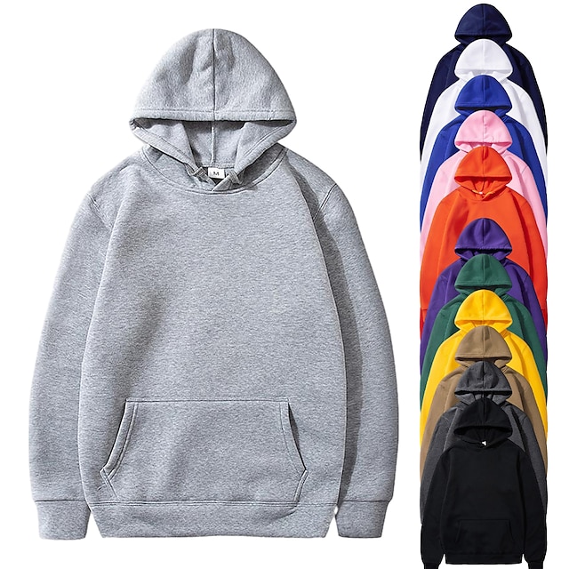  Men's Hoodie Pullover Black White Yellow Pink Red Hooded Plain Pocket Sports & Outdoor Daily Sports Casual Big and Tall Fall & Winter Clothing Apparel Hoodies Sweatshirts  Long Sleeve