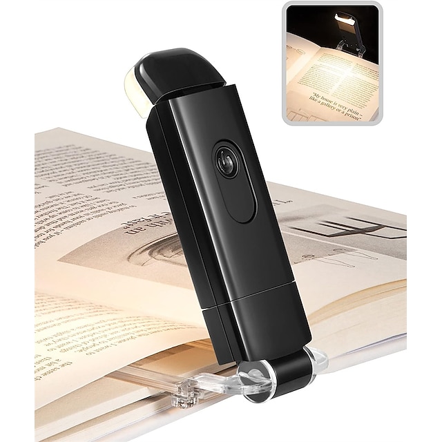  USB Rechargeable Book Reading Light, Adjustable Brightness LED Clip-on Light for Bed Reading, Warm White Light, Perfect for Kids and Bookworms, Car Use