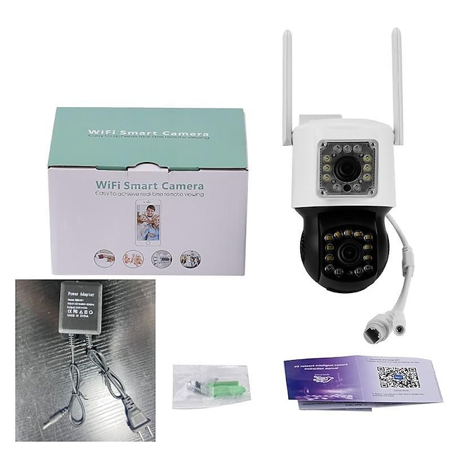  2-Megapixel-Doppelobjektivkamera, WLAN-IP-Überwachungskamera für zu Hause, Zwei-Wege-Audio-Bewegungserkennungs-Überwachungskamera, wasserdichte PTZ-Außenkamera, Vollfarb-Nachtsicht-IR-Kamera für