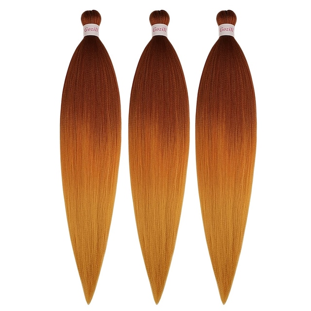 Ginger Golden Ombre Braiding Hair Pre Stretched Kanekalon Braiding Hair Box Braids Human Hair Extensions 26 inch