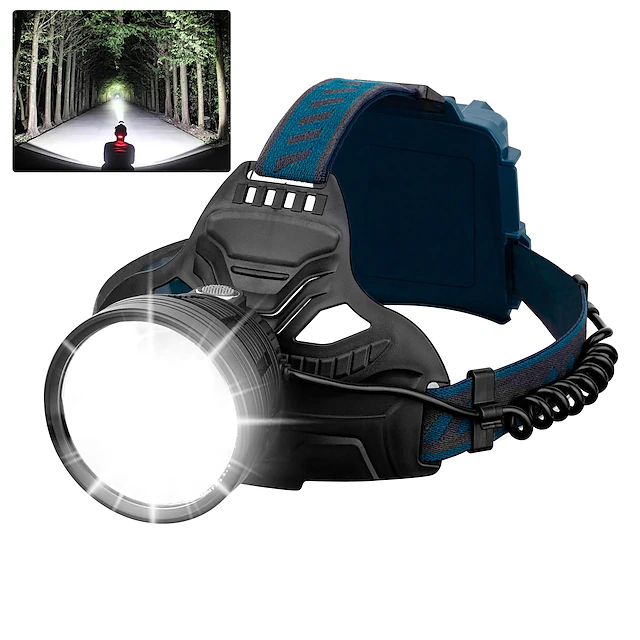 LED Rechargeable Headlamps, Camping Lights 90000 Lumen Super Bright Headlamp Flashlight 90° Adjustable 4 Modes IPX5 Waterproof USB Rechargeable Head Lamp 7