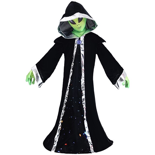  Barn Gutt Halloween Kappe Yttertøy Tegneserie Langermet Frakk Ytelse Mote Alien-sjef Høst Vinter 7-13 år