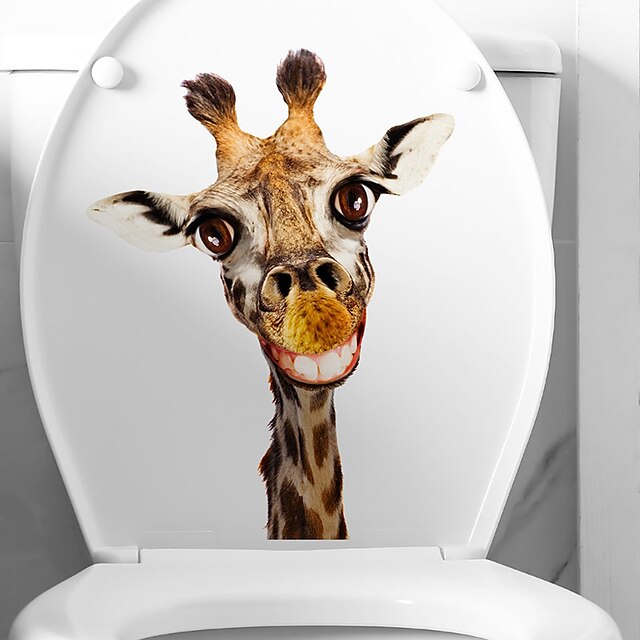  Giraffe Wall Sticker, Toilet Sticker, Bedroom Sticker, Bathroom Self-Adhesive Accessories, Removable Plastic Sticker, Home Decor