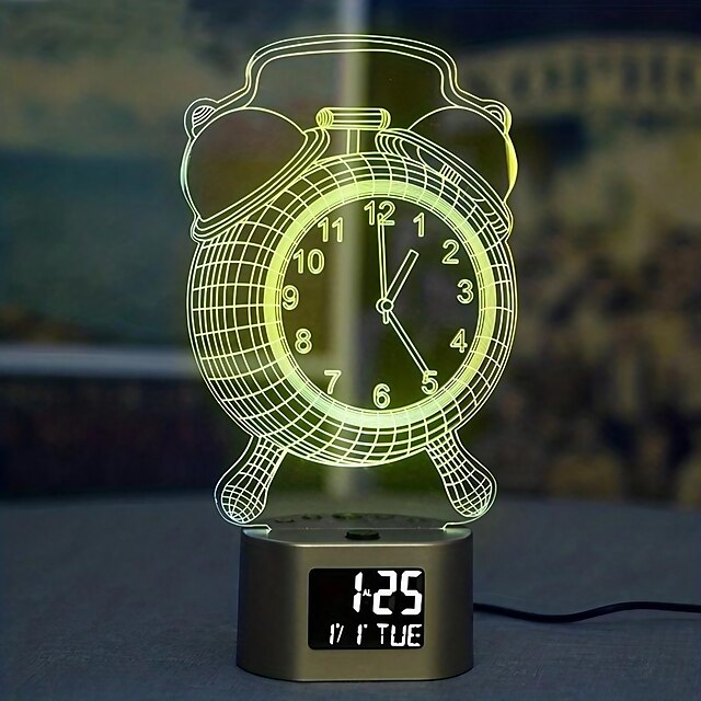  elektronický budík usb noční světlo elektronické hodiny 3d stereo vidění budík elektronické hodiny