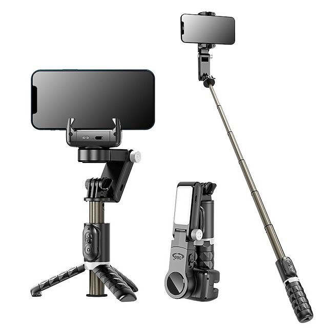  Desktop Gimbal Selfie Stick Stativ Stabilisator mit Licht Fernbedienung folgen faltbar für Smartphone iPhone 13 Xiaomi für Video Q18