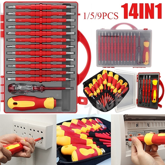  Electricians Insulated Electrical Hand Screwdriver Tools Set Accessory Multi-purpose Repairing Hand Tools Kit Set