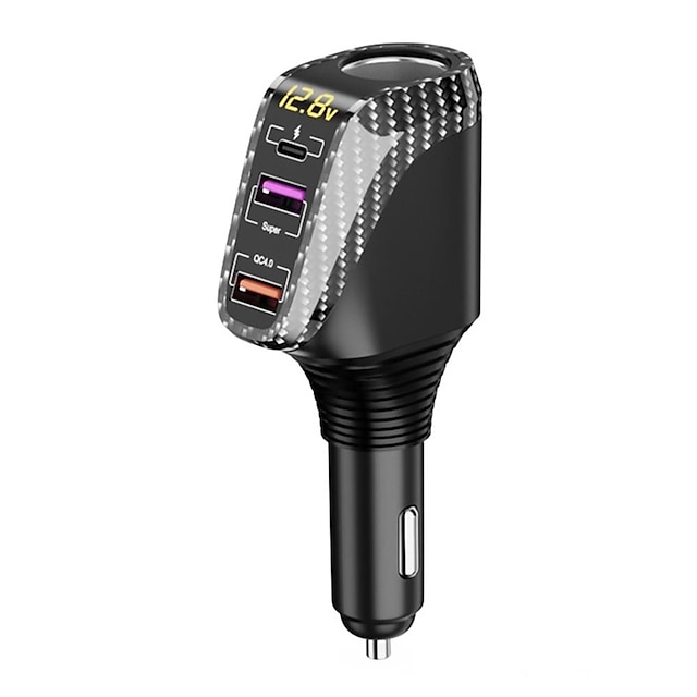  ASOMETECH USB Car Charger With 90W Cigarette Lighter Expansion Port PD SCP FCP Quick Charge For iPhone Samsung Huawei